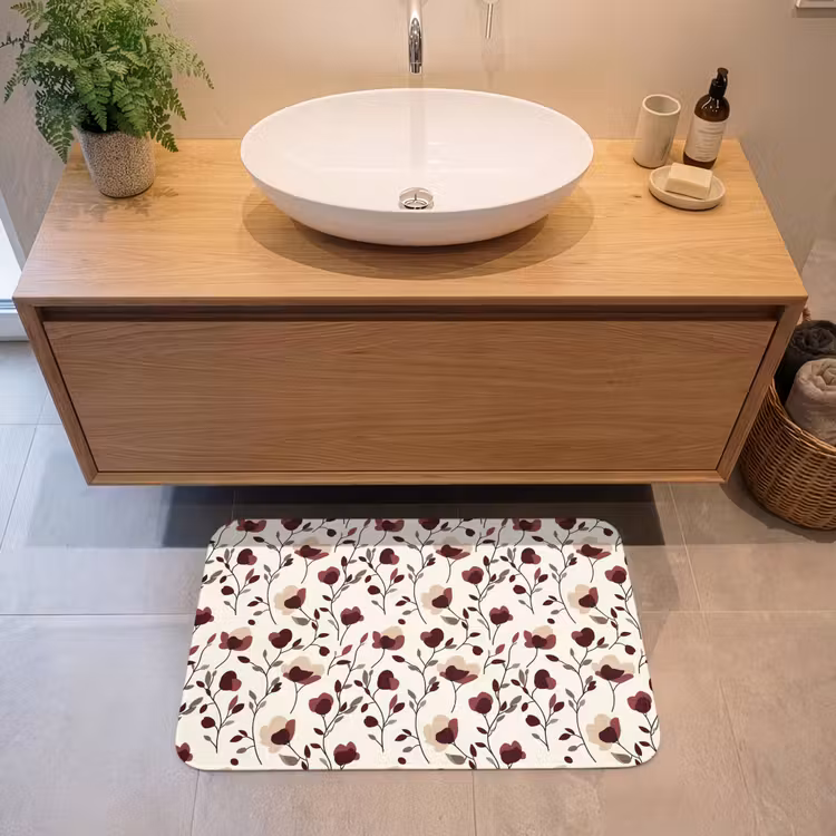 Bloemen - Botanisch - Bordeaux Badmat middel 997 -sfeer1
