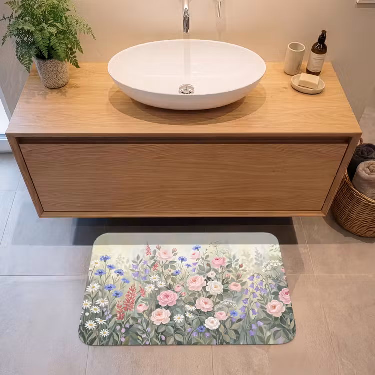 Bloemen - Tuin - Natuur - Kleurrijk Badmat klein -sfeer1