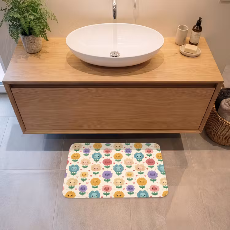 Bloemen - Hartjes - Kleurrijk Badmat klein 997 -sfeer1