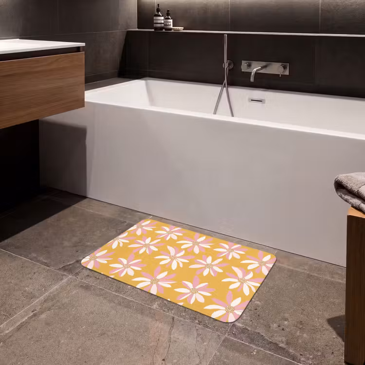 Bloemen - Modern - Geel Badmat klein 997 -sfeer3