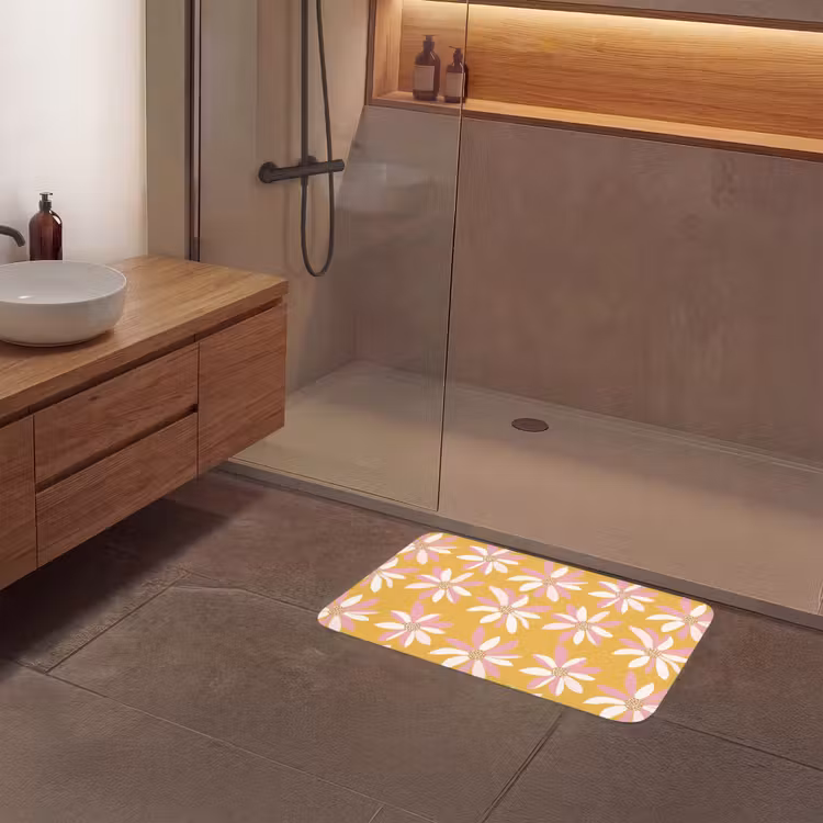 Bloemen - Modern - Geel Badmat klein 997 -sfeer2