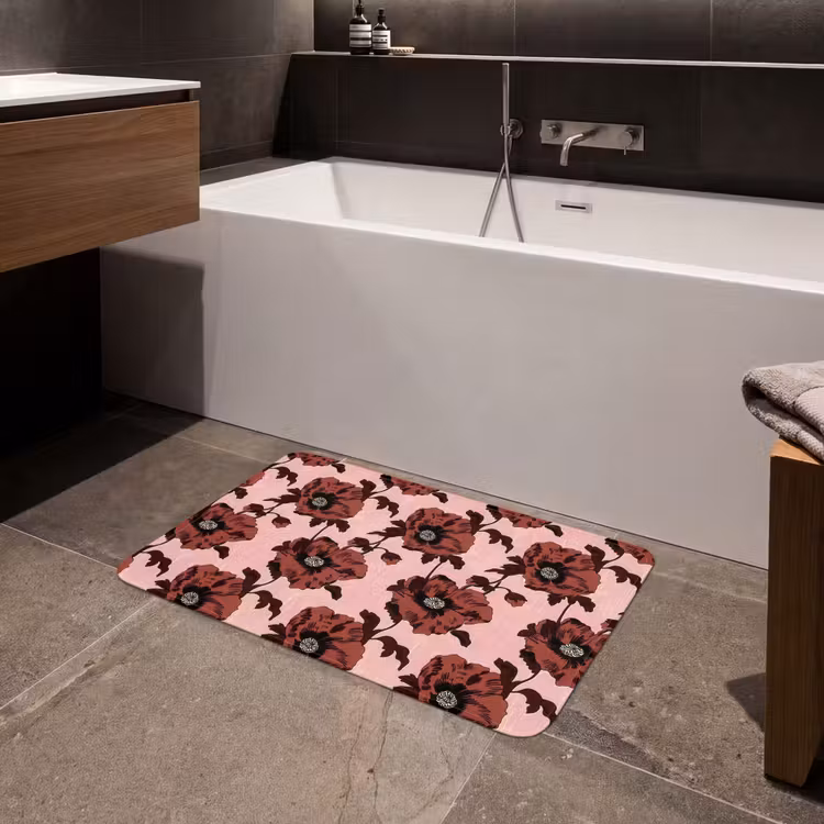 Bloemen - Retro - Rood Badmat middel 997 -sfeer3