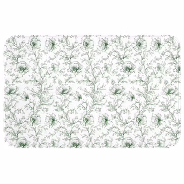 Bloemen - Getekend - Groen Badmat middel 997 -3d