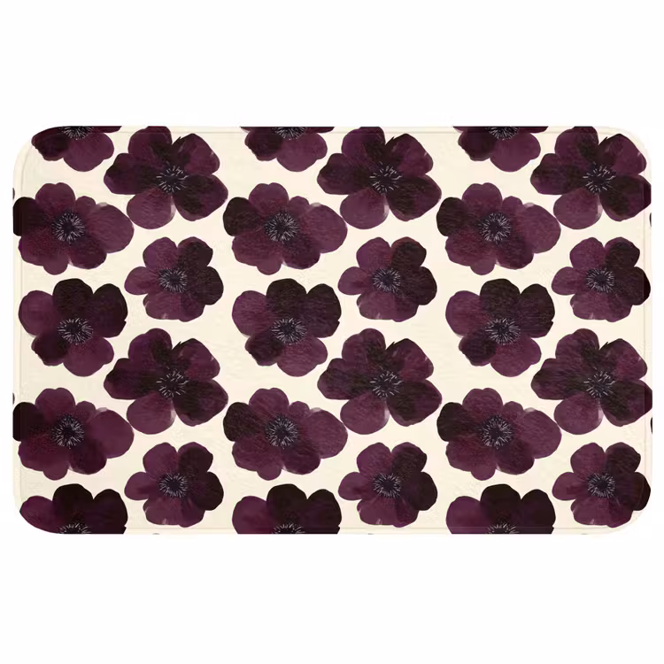 Bloemen - Aquarel - Paars Badmat middel 997 -3d