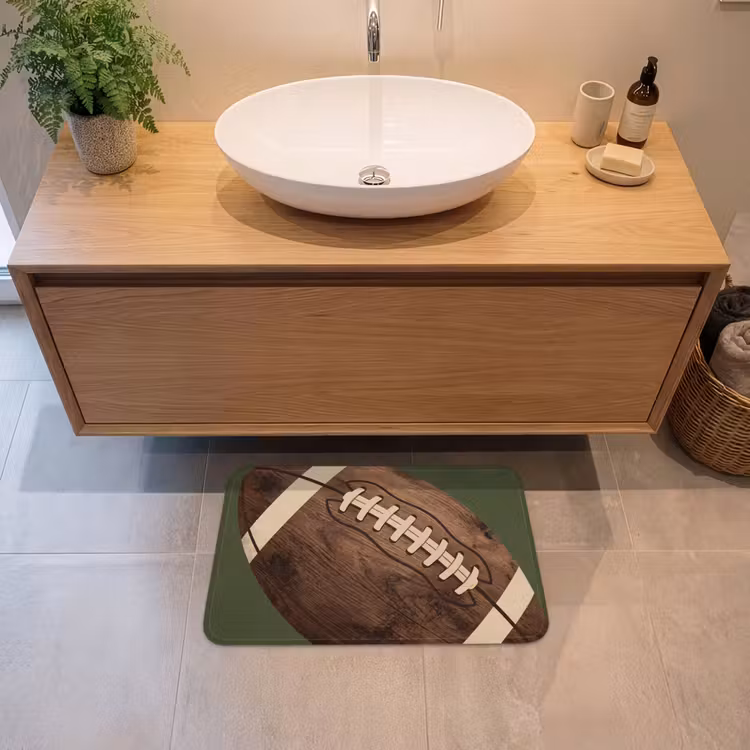 Football - Hout - Sport - Groen Badmat klein -sfeer1
