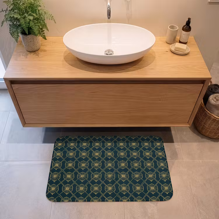 Geometrisch - Elegant - Groen Badmat middel 997 -sfeer1