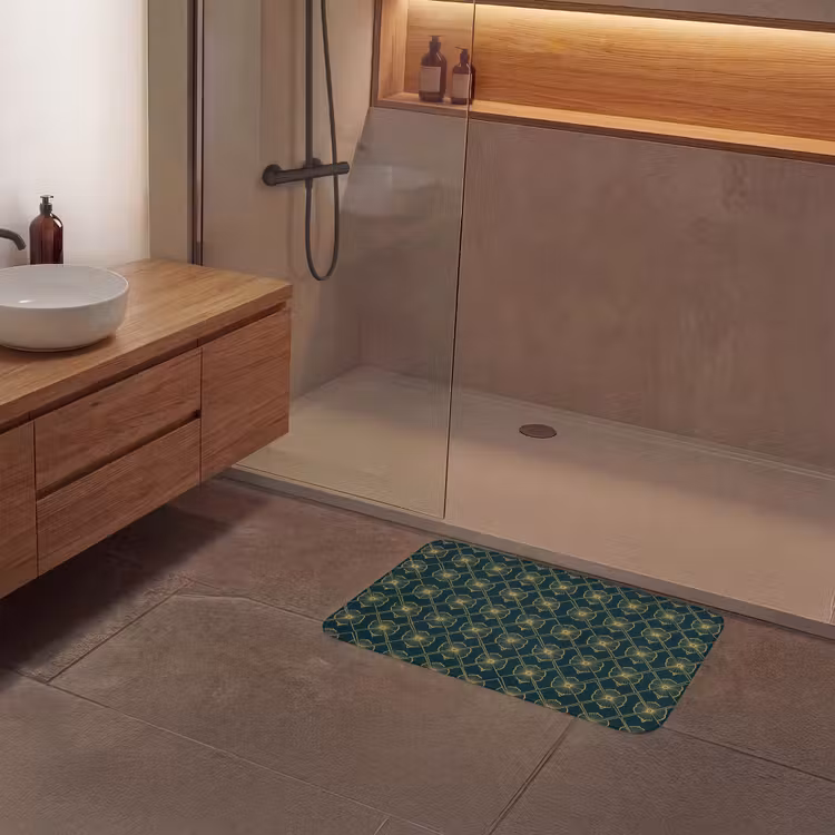 Geometrisch - Elegant - Groen Badmat middel 997 -sfeer2