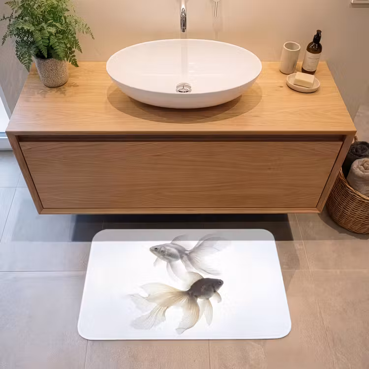 Goudvissen - Modern - Wit Badmat middel -sfeer1