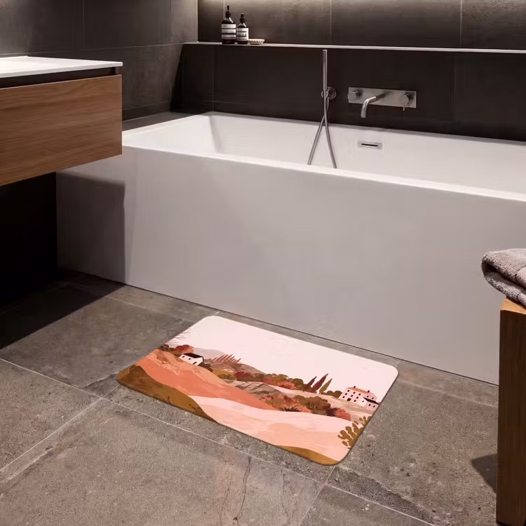 Heuvellandschap - Grafisch - Terracotta Badmat klein -sfeer3