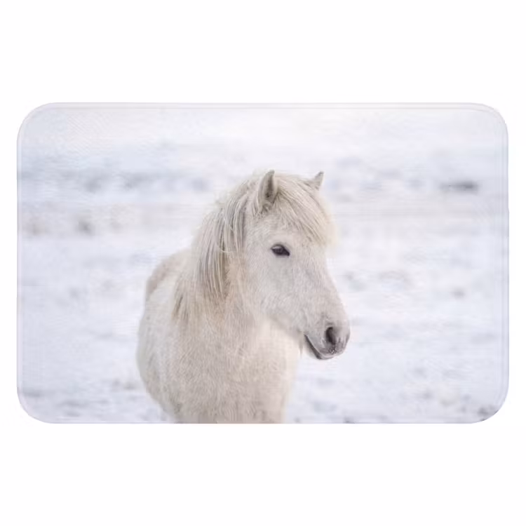 Paard - Kop - Winter - Dieren - Wit Badmat klein -3d