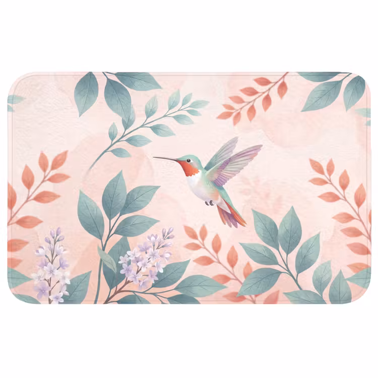 Kolibrie - Vliegen - Natuur - Illustratie - Kleurrijk Badmat middel -3d
