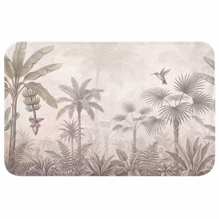 Jungle - Banenboom - Kolibrie - Beige Badmat klein -3d