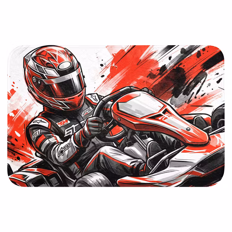 Kart - Coureur - Snelheid - Rood Badmat klein -3d