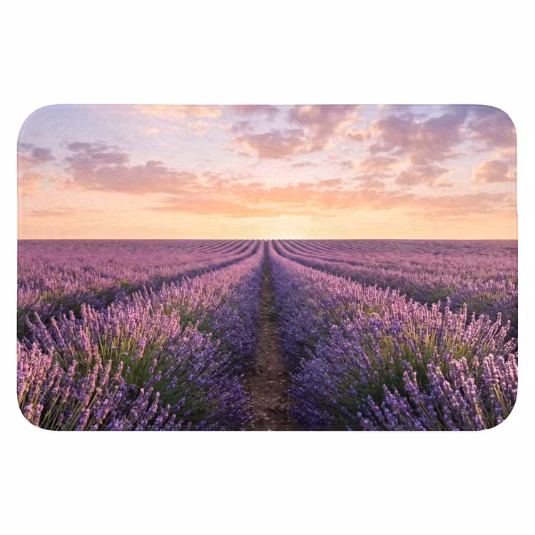 Landschap - Lavendelveld - Paars Badmat klein -3d