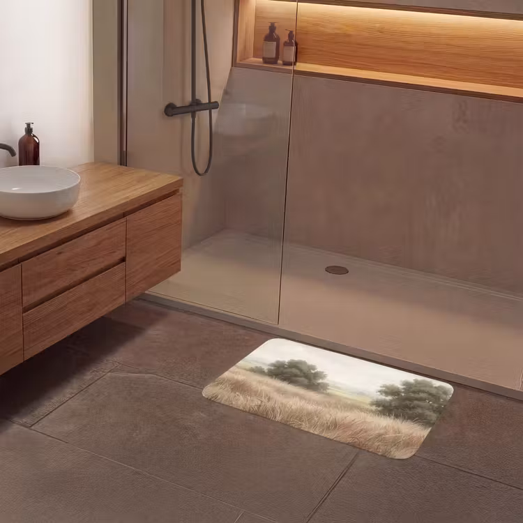 Landschap - Minimalistisch - Beige Badmat middel -sfeer2