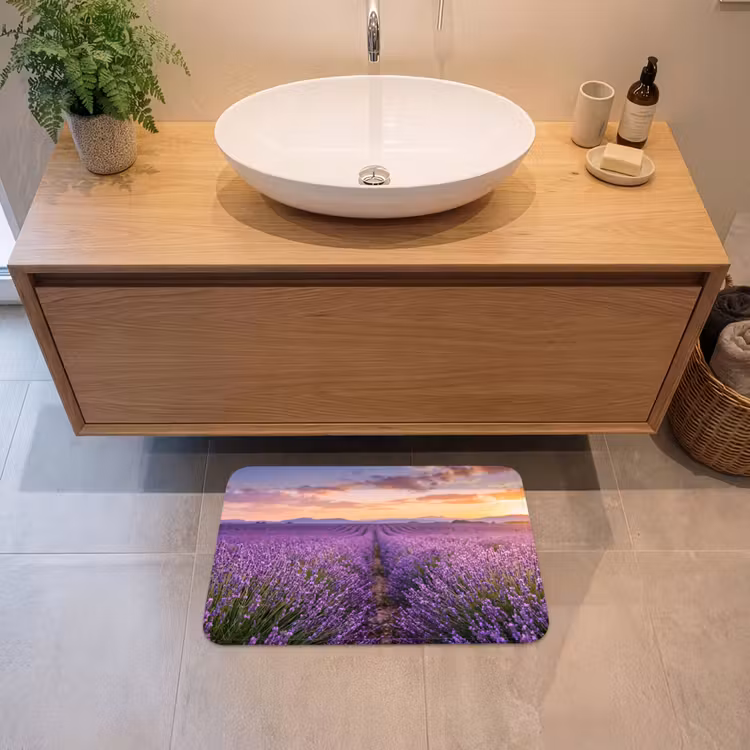 Lavendel - Veld - Natuur - Paars Badmat klein -sfeer1