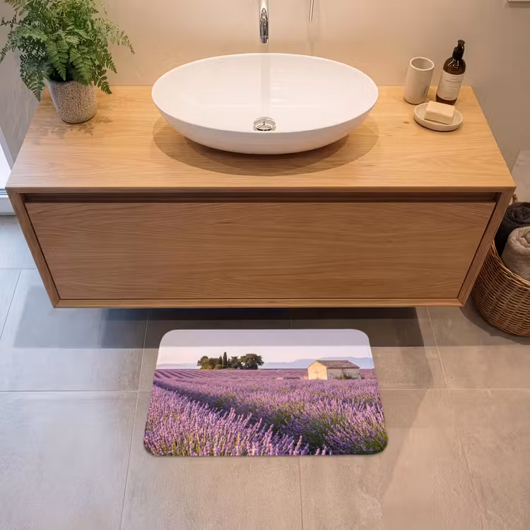 Lavendel - Landschap - Sereen - Paars Badmat klein -sfeer1