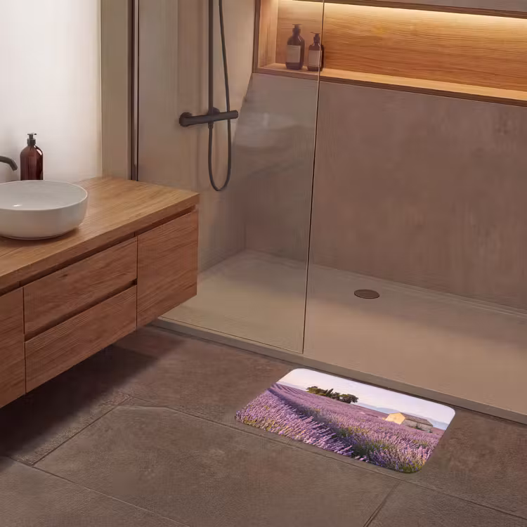 Lavendel - Landschap - Sereen - Paars Badmat klein -sfeer2
