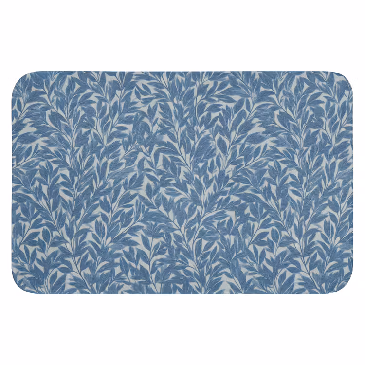 Bladeren - Klassiek - Patroon - Donkerblauw - Vintage Badmat klein 997 -3d