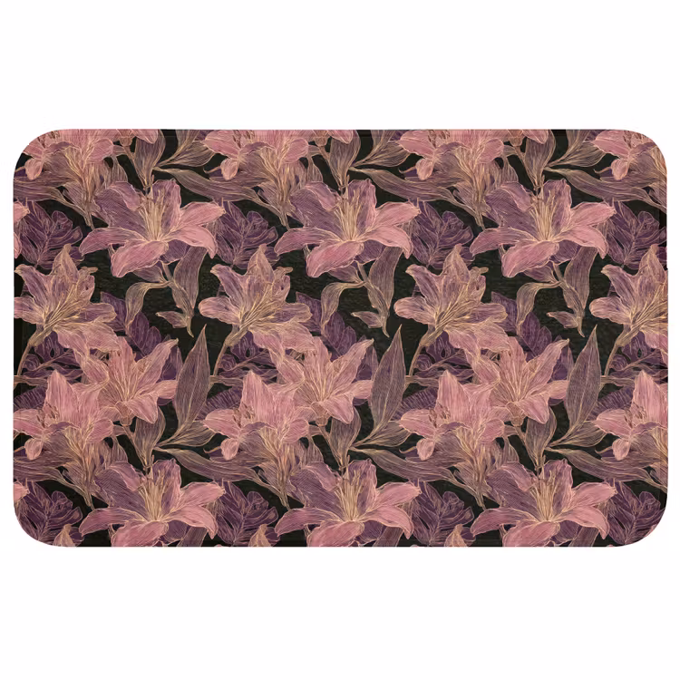 Lelies - Patroon - Paars - Goud Badmat middel 997 -3d