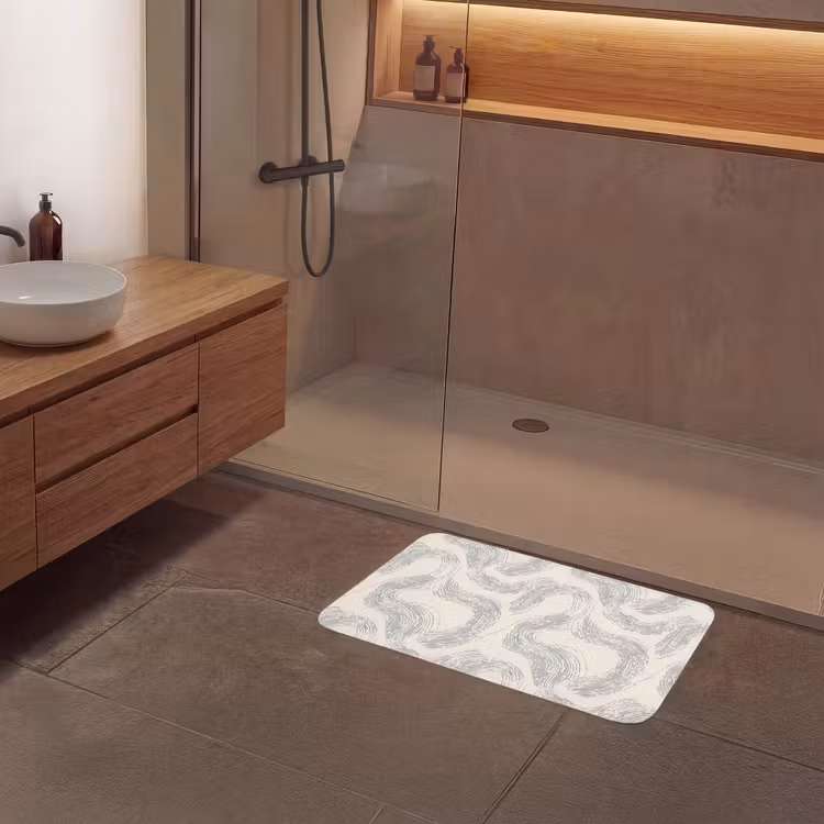 Lijnen - Patroon - Beige - Minimalistisch Badmat middel 997 -sfeer2