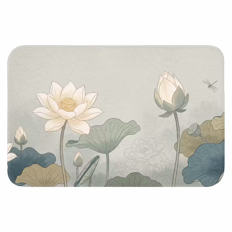 Lotus - Bloemen - Groen Badmat klein -3d