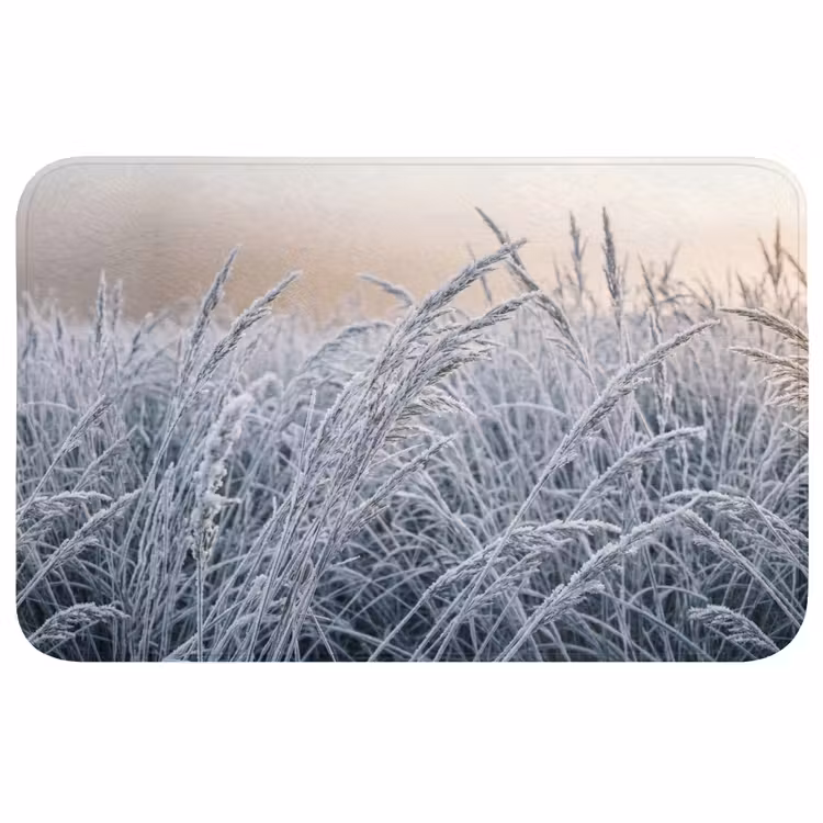 Rijp - Gras - Kristallen - Winter - Minimalistisch Badmat middel -3d