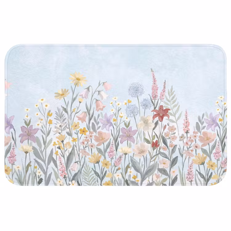 Weidebloemen - Illustratie - Kleurrijk Badmat middel -3d