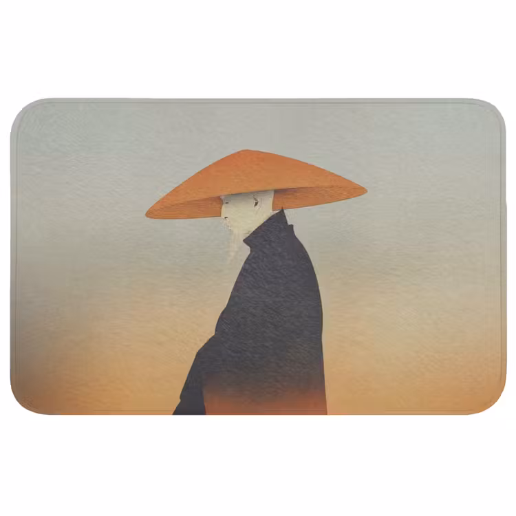 Minimalistisch - Silhouet - Oranje Badmat middel -3d