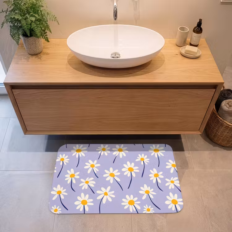 Modern - Madelief - Paars Badmat middel 997 -sfeer1