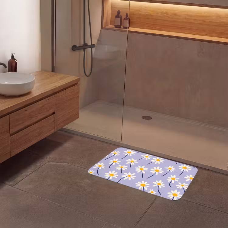 Modern - Madelief - Paars Badmat middel 997 -sfeer2