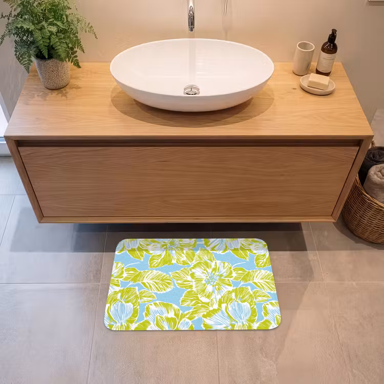 Modern - Bloemen - Groen Badmat klein 997 -sfeer1