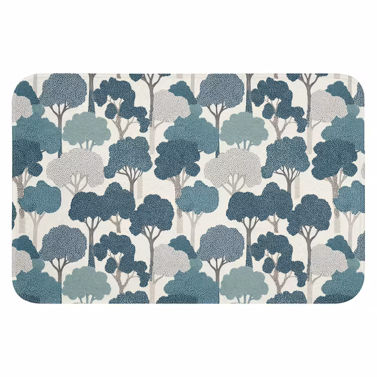 Modern - Bomen - Bos - Patroon - Blauw Badmat klein 997 -3d