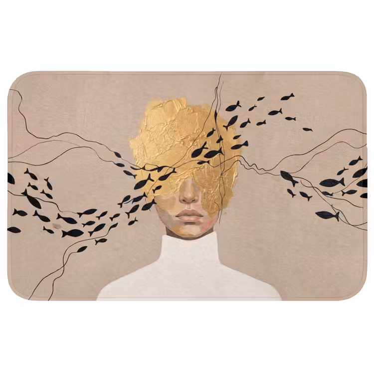 Modern - Vrouw - Goud Badmat middel -3d