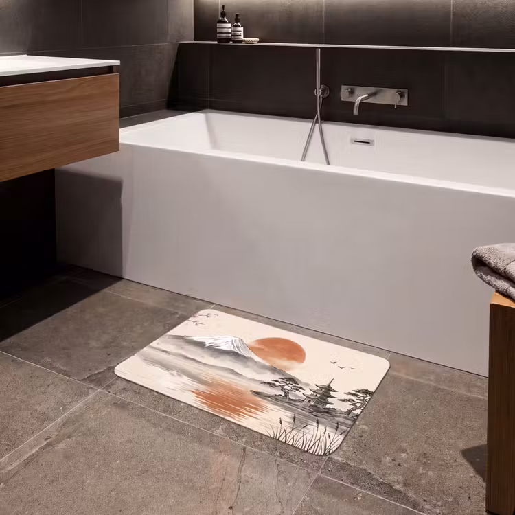 Bergtop - Meer - Bloesem Badmat klein -sfeer3