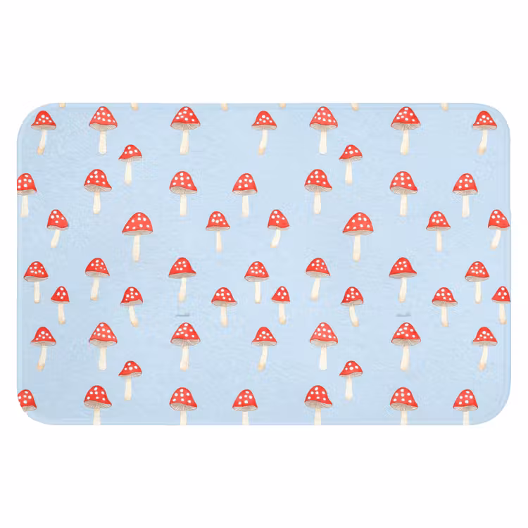 Paddenstoel -Sprookje - Blauw Badmat klein 997 -3d