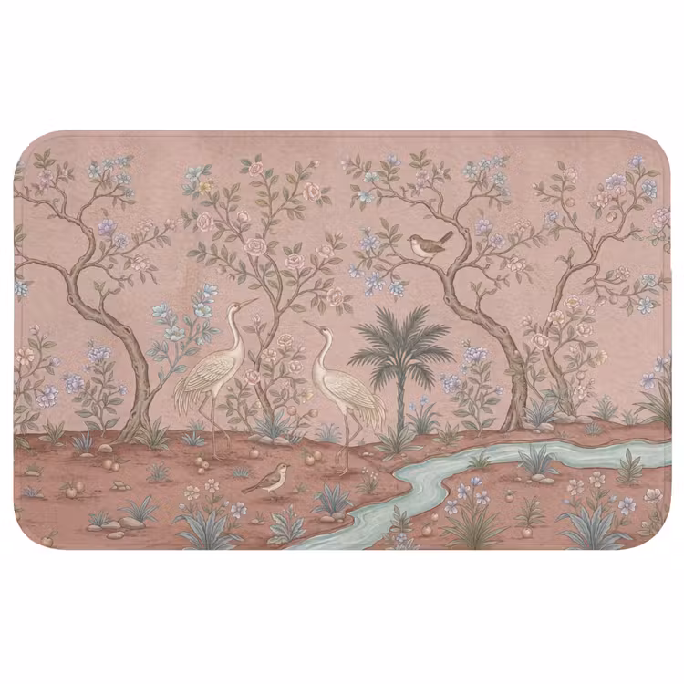 Nostalgisch - Reigers - Roze Badmat middel -3d