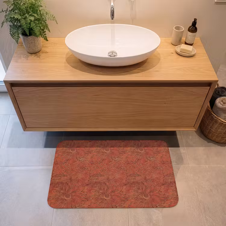 Oosters - Bloemen - Terracotta Badmat middel 997 -sfeer1