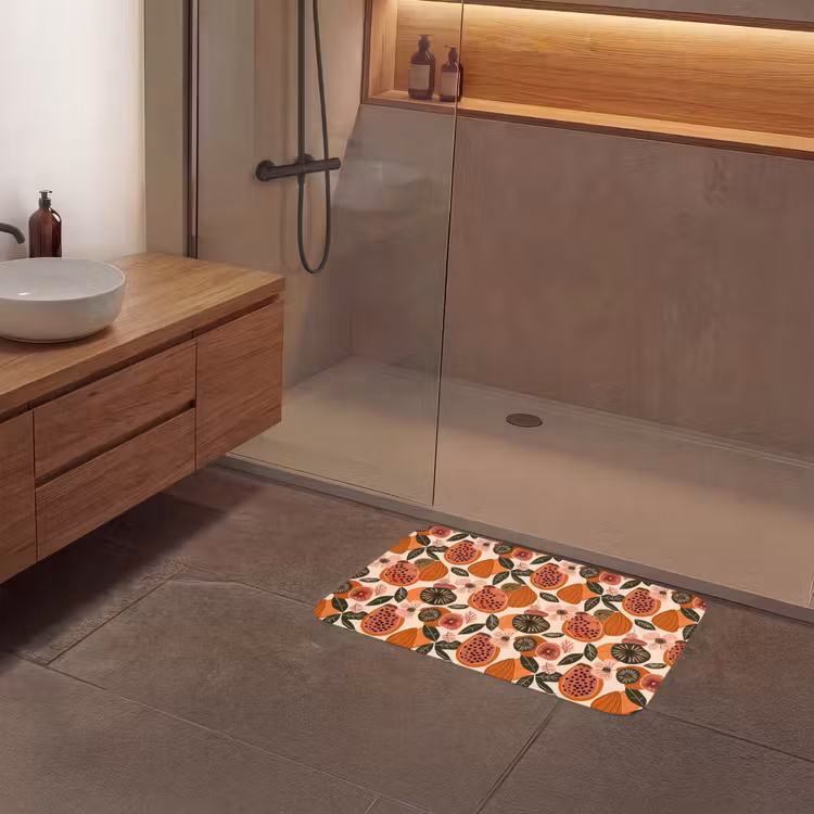 Papaja - Bloesem - Oranje Badmat middel 997 -sfeer2