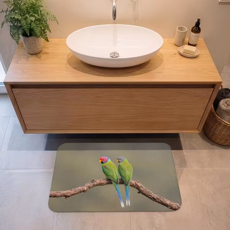 Papagaai - Tak - Natuur - Kleurrijk Badmat middel -sfeer1