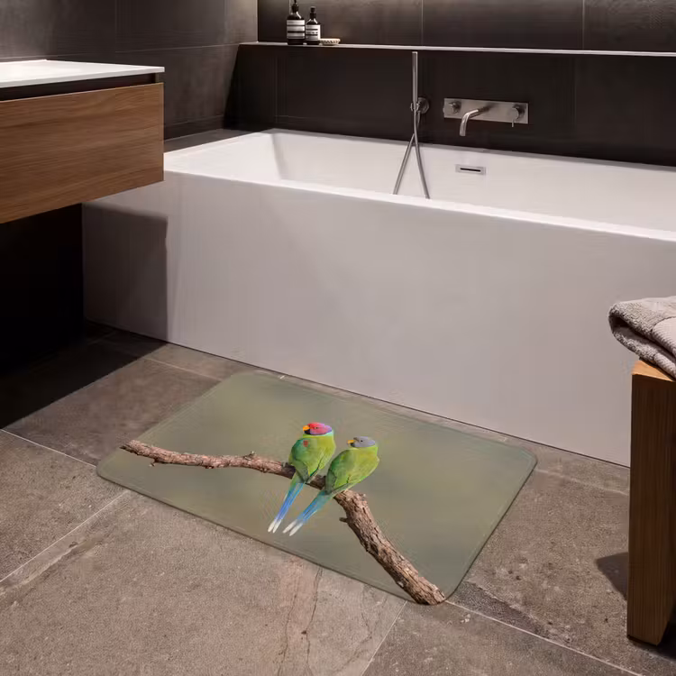 Papagaai - Tak - Natuur - Kleurrijk Badmat middel -sfeer3