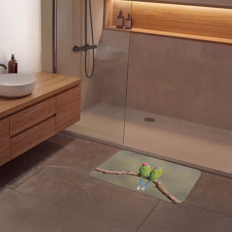 Papagaai - Tak - Natuur - Kleurrijk Badmat middel -sfeer2