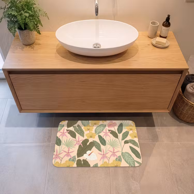 Patroon - Bloemen - Kleurrijk Badmat klein -sfeer1