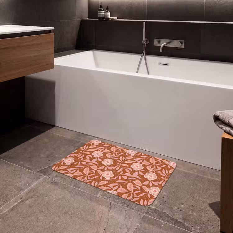 Patroon - Bladeren - Terracotta Badmat klein 997 -sfeer3