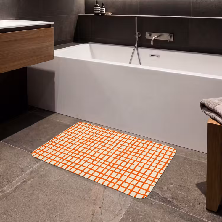Patroon - Lijnen - Oranje Badmat middel 997 -sfeer3