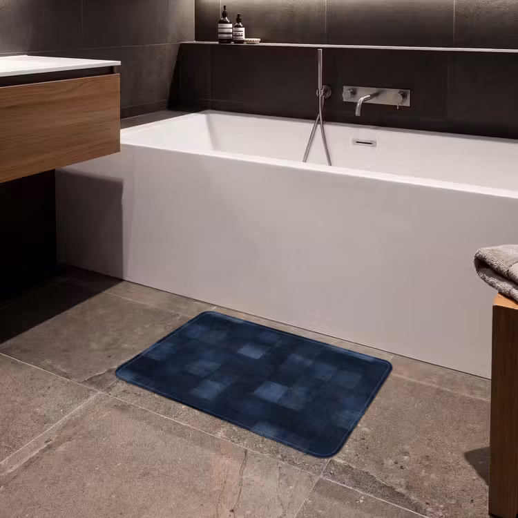 Patroon - Ruit - Marineblauw Badmat klein 997 -sfeer3