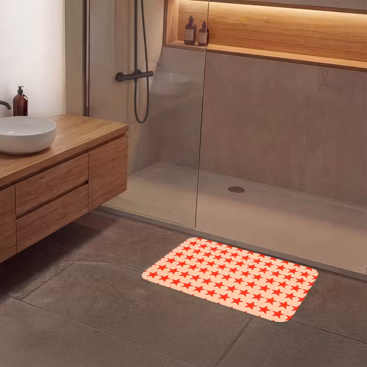 Patroon - Sterren - Rood Badmat middel 997 -sfeer2
