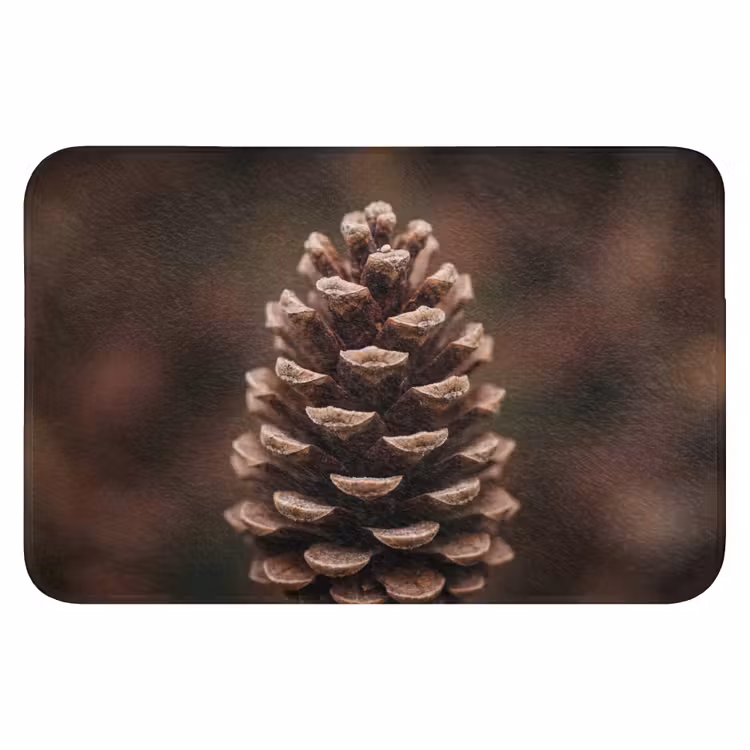 Dennenappel - Bos - Herfst - Bruin - Sfeervol Badmat klein -3d