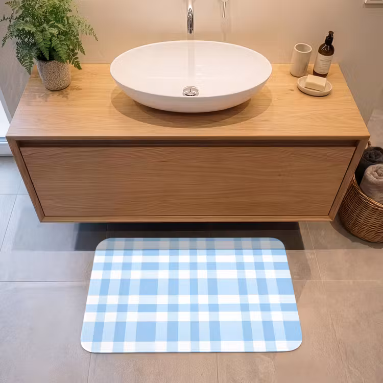 Ruit - Patroon - Blauw Badmat middel 997 -sfeer1