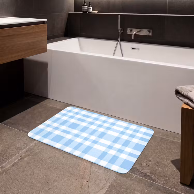 Ruit - Patroon - Blauw Badmat middel 997 -sfeer3